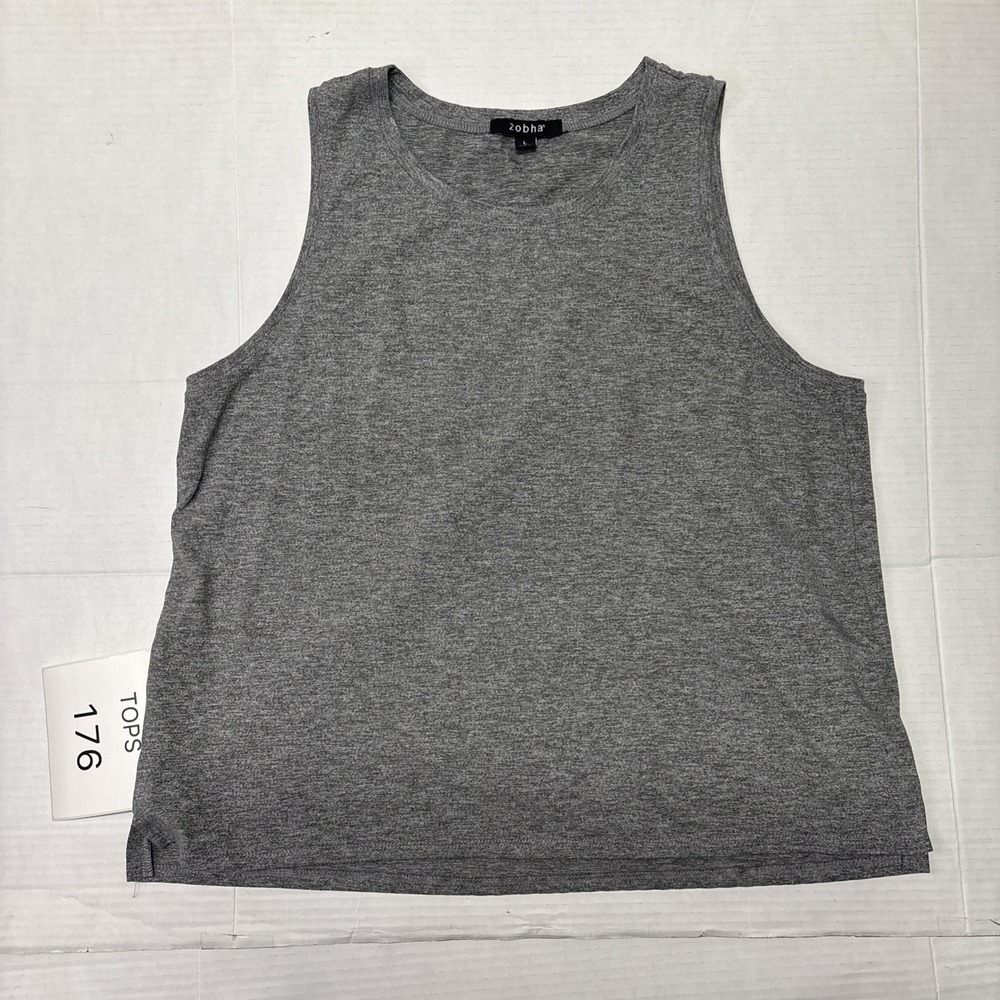 Zobha Women's Large Gray Heather Sleeveless Tank Top Stretch Athletic Activewear